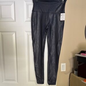 SPANX Faux Leather Night Navy Leggings - Size L